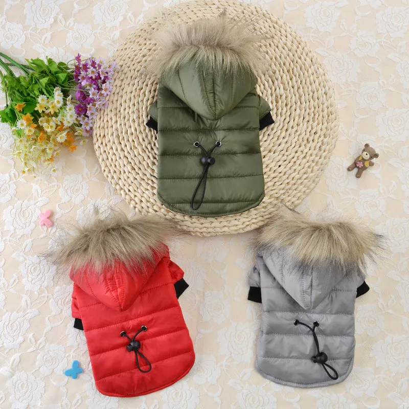 Foreign Trade Cross-Border Pet Clothing | Autumn & Winter Warm Cotton Coat for Small Dogs | Bichon Frise, Pomeranian, Teddy