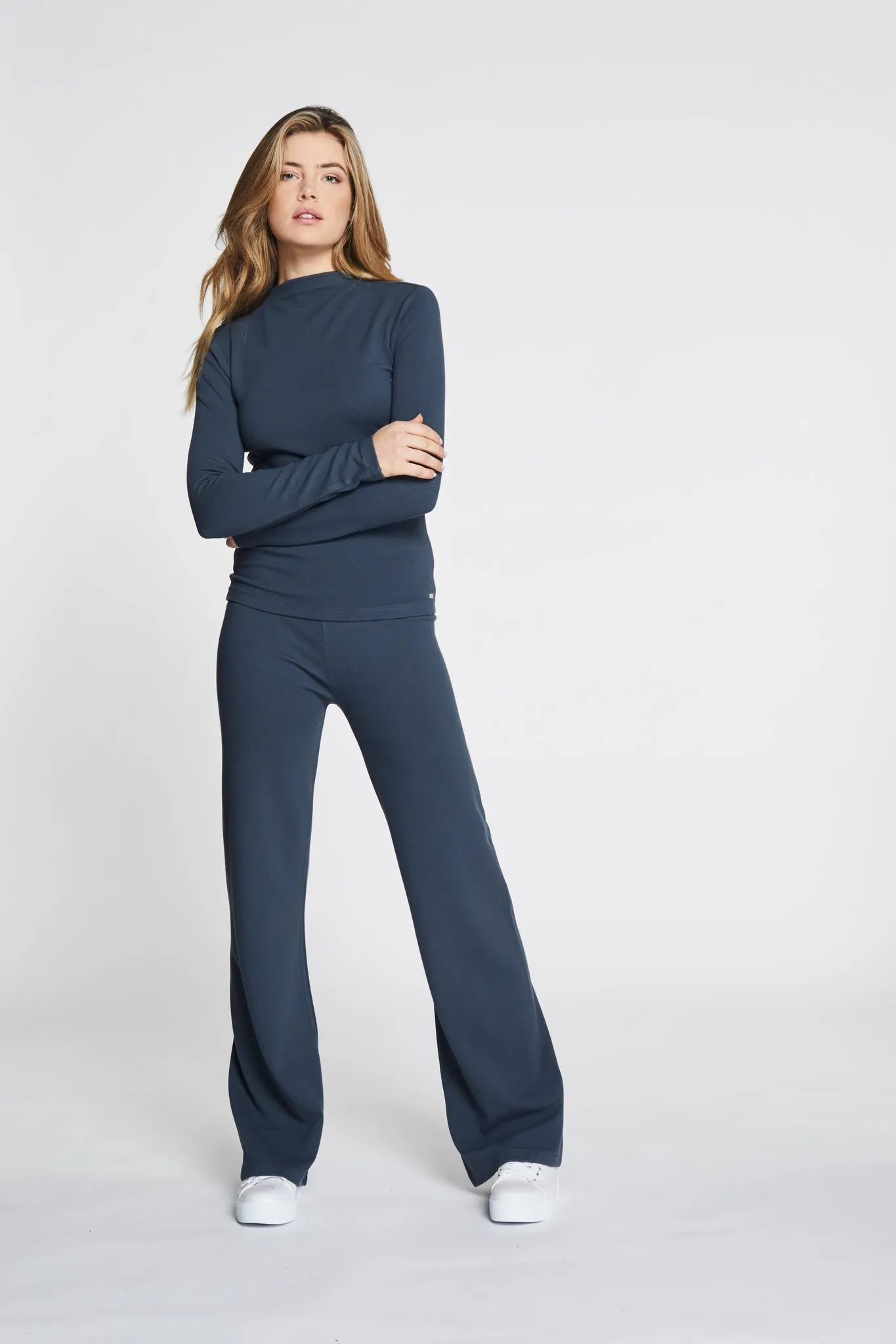 Forest soft structured flared pants - Deep Indigo