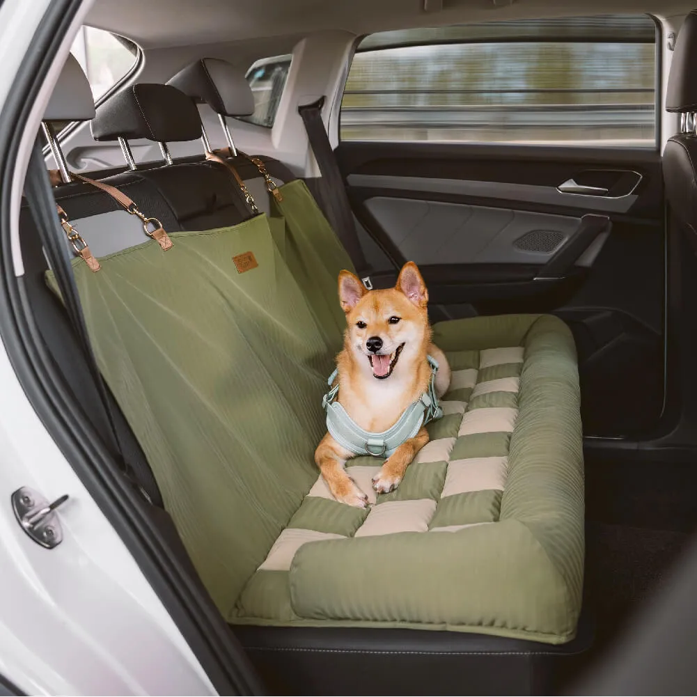 FUNNYFUZZY X VELOTRIC Travel Bolster Safety Back Seat Large Dog Car Seat Bed - Chessboard Lounge