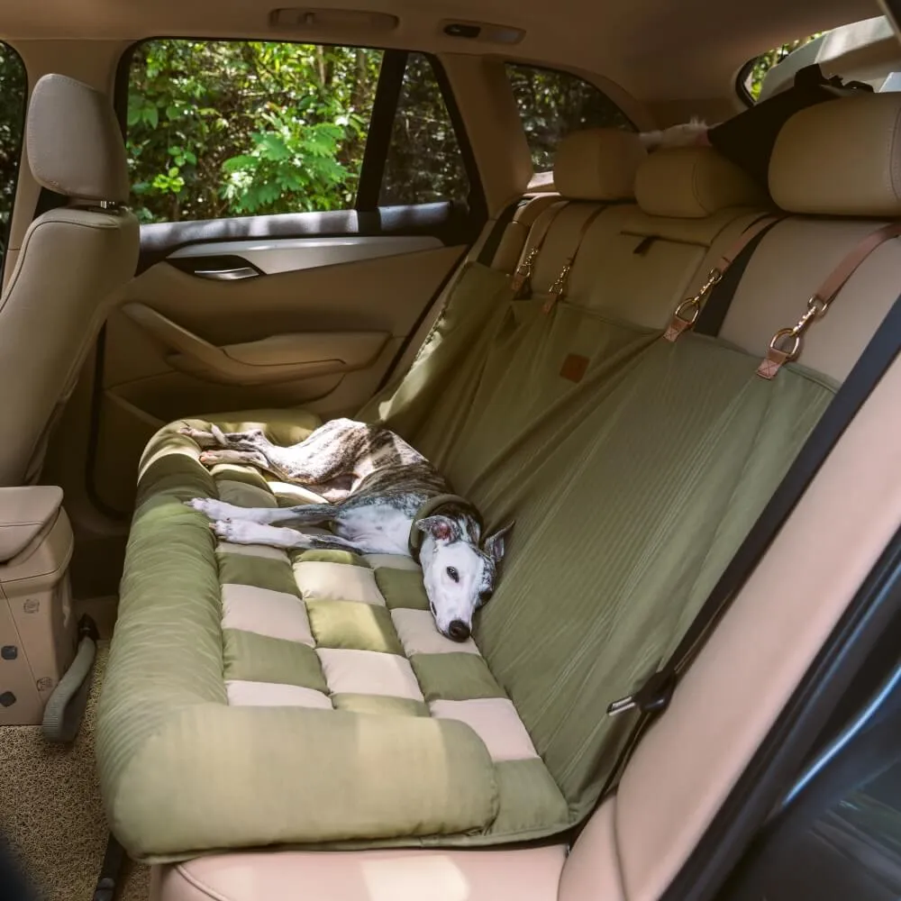 FUNNYFUZZY X VELOTRIC Travel Bolster Safety Back Seat Large Dog Car Seat Bed - Chessboard Lounge