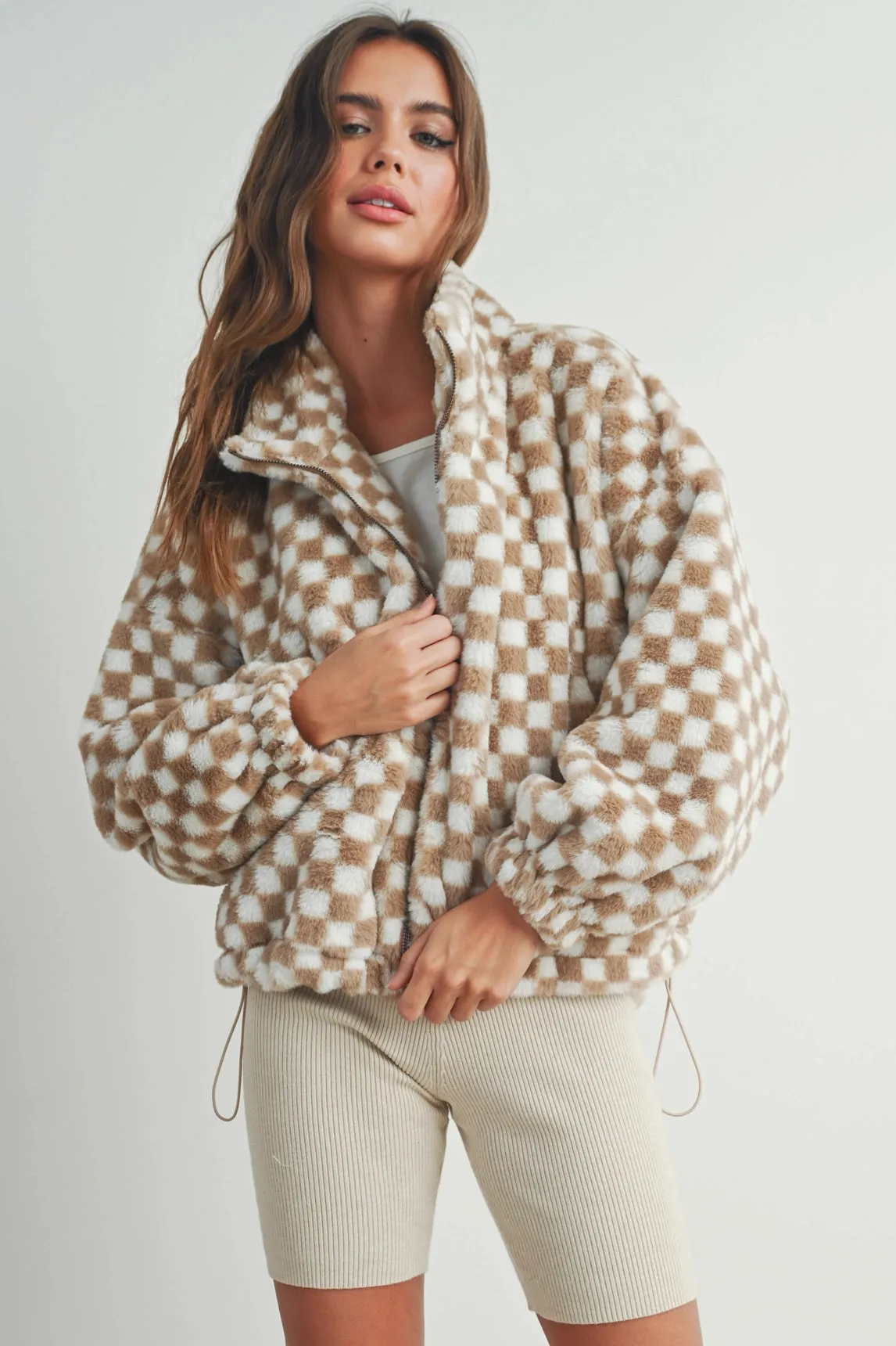 Fuzzy Sherpa Jacket - Taupe