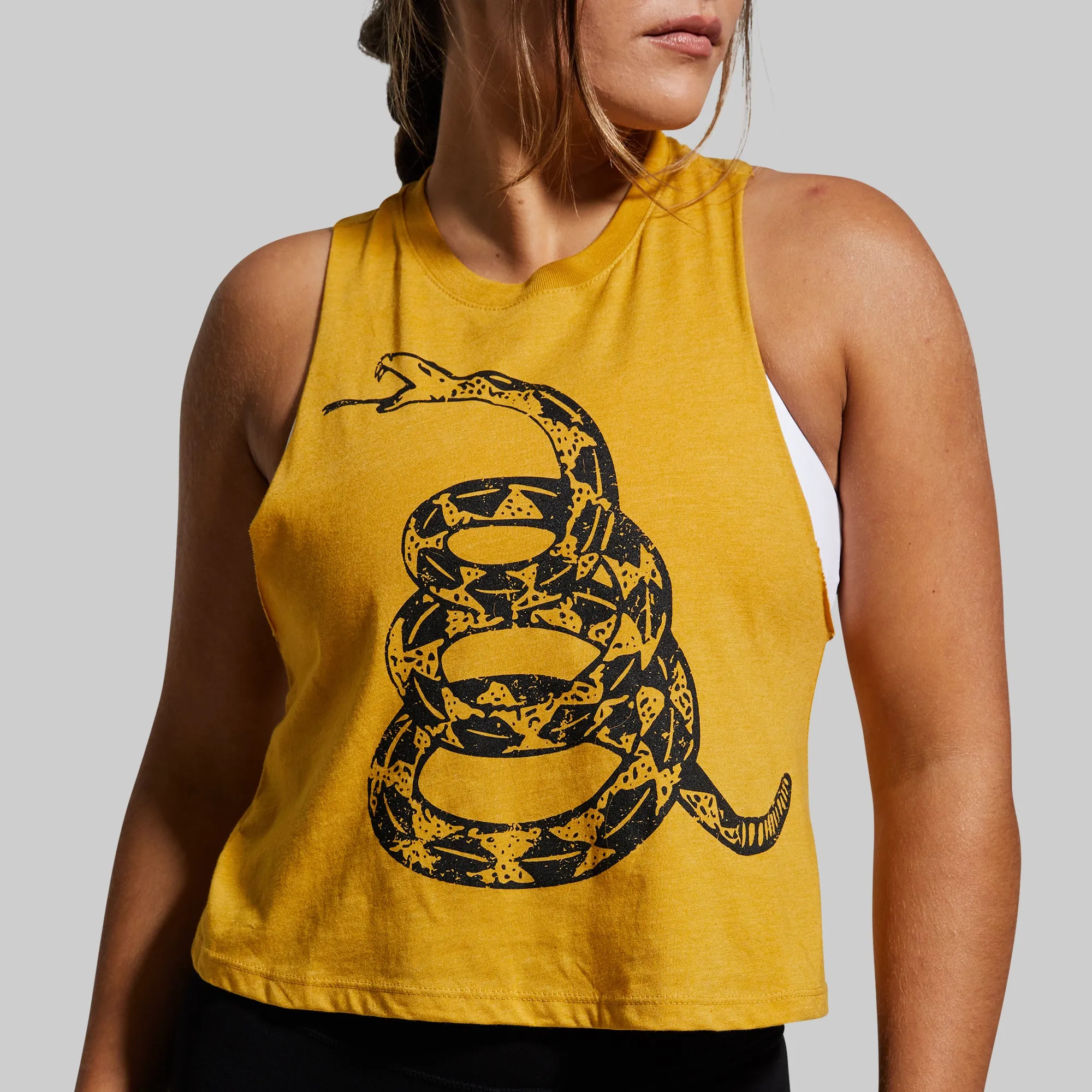 Gadsden Flag Crop (Don't Tread On Me-Mustard)