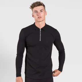 Gatten Long Sleeve Polo Shirt - Black