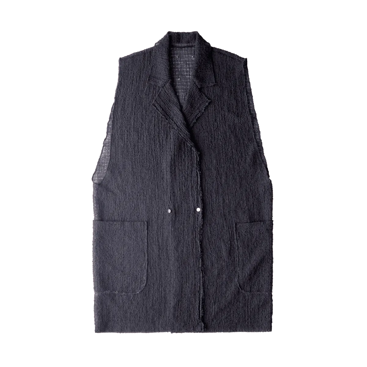 Gilet jacket / Black / shirring stretch