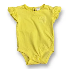 Girls OshKosh Size 12 Months Yellow Lace Sleeve Bodysuit