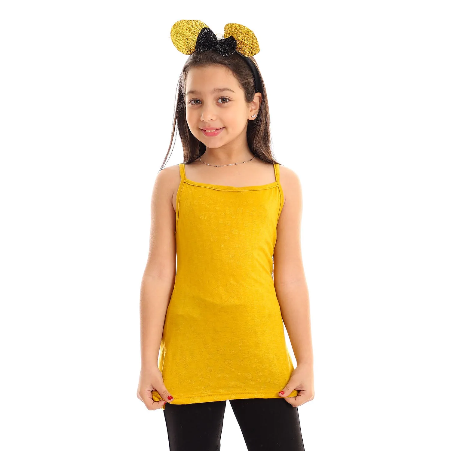 Girls Self Pattern Spaghetti Sleeves Tank Top - Kady