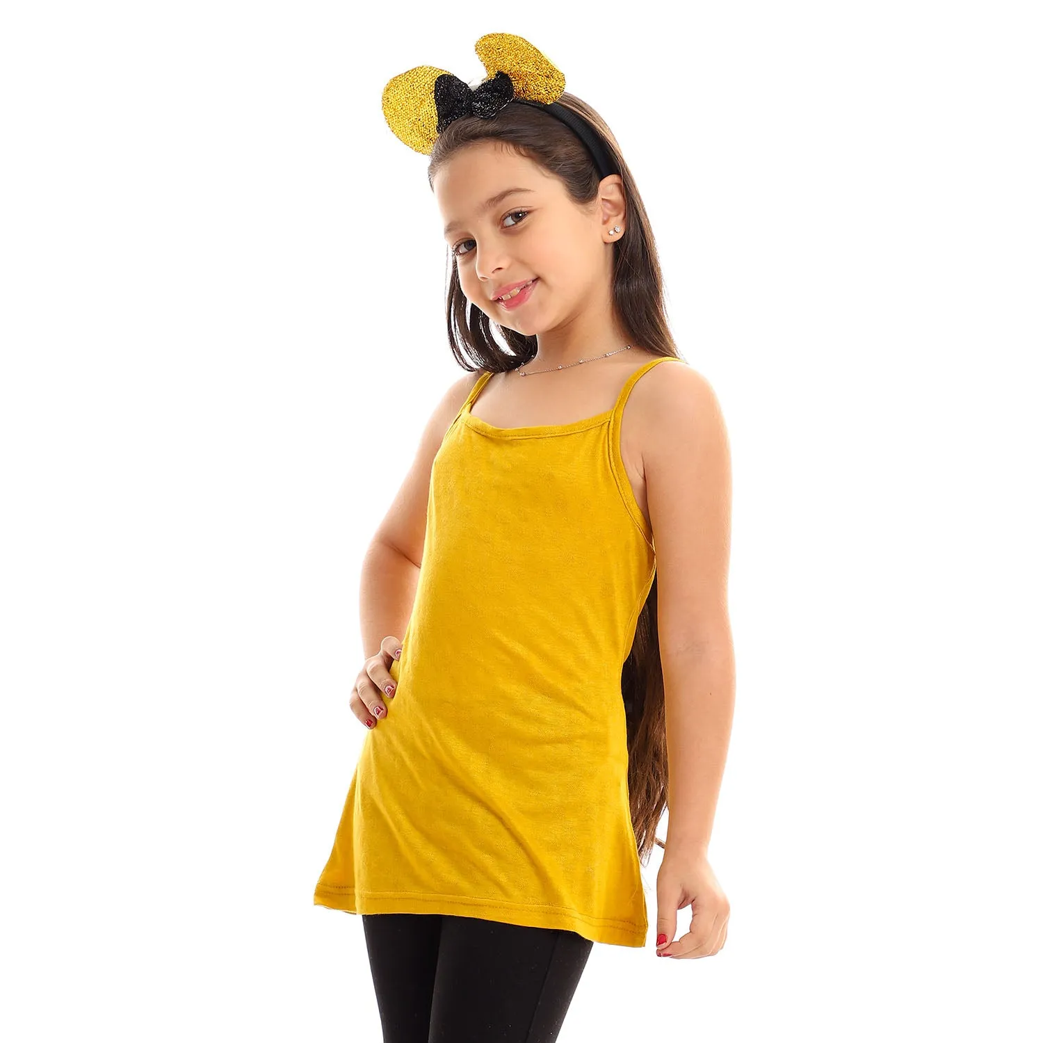 Girls Self Pattern Spaghetti Sleeves Tank Top - Kady