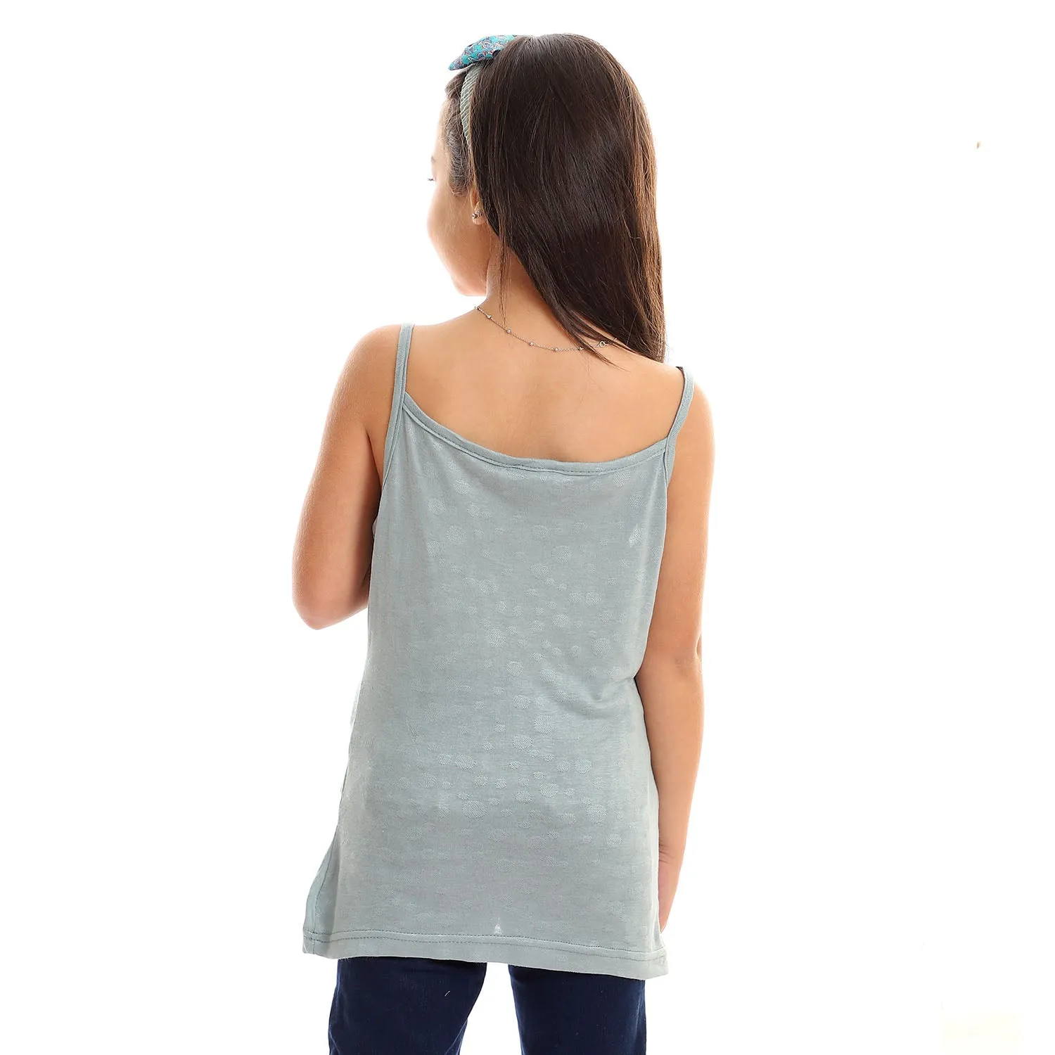 Girls Self Pattern Spaghetti Sleeves Tank Top - Kady