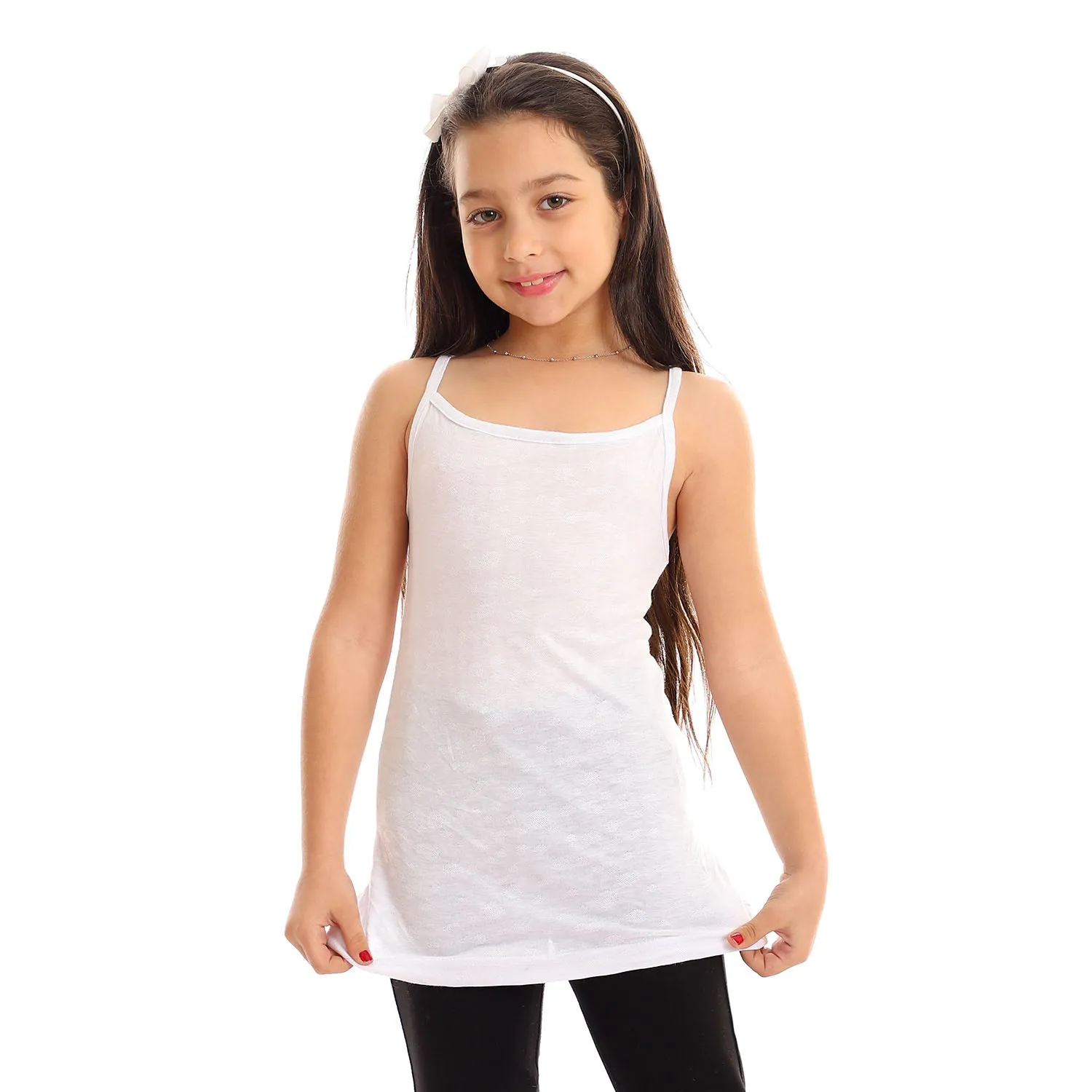 Girls Self Pattern Spaghetti Sleeves Tank Top - Kady