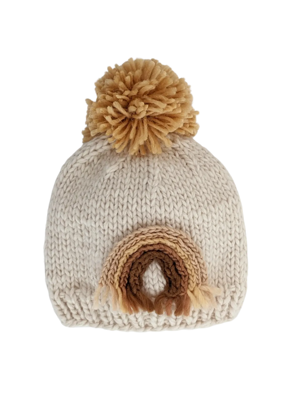 Gold Rainbow Knit Pom Hat