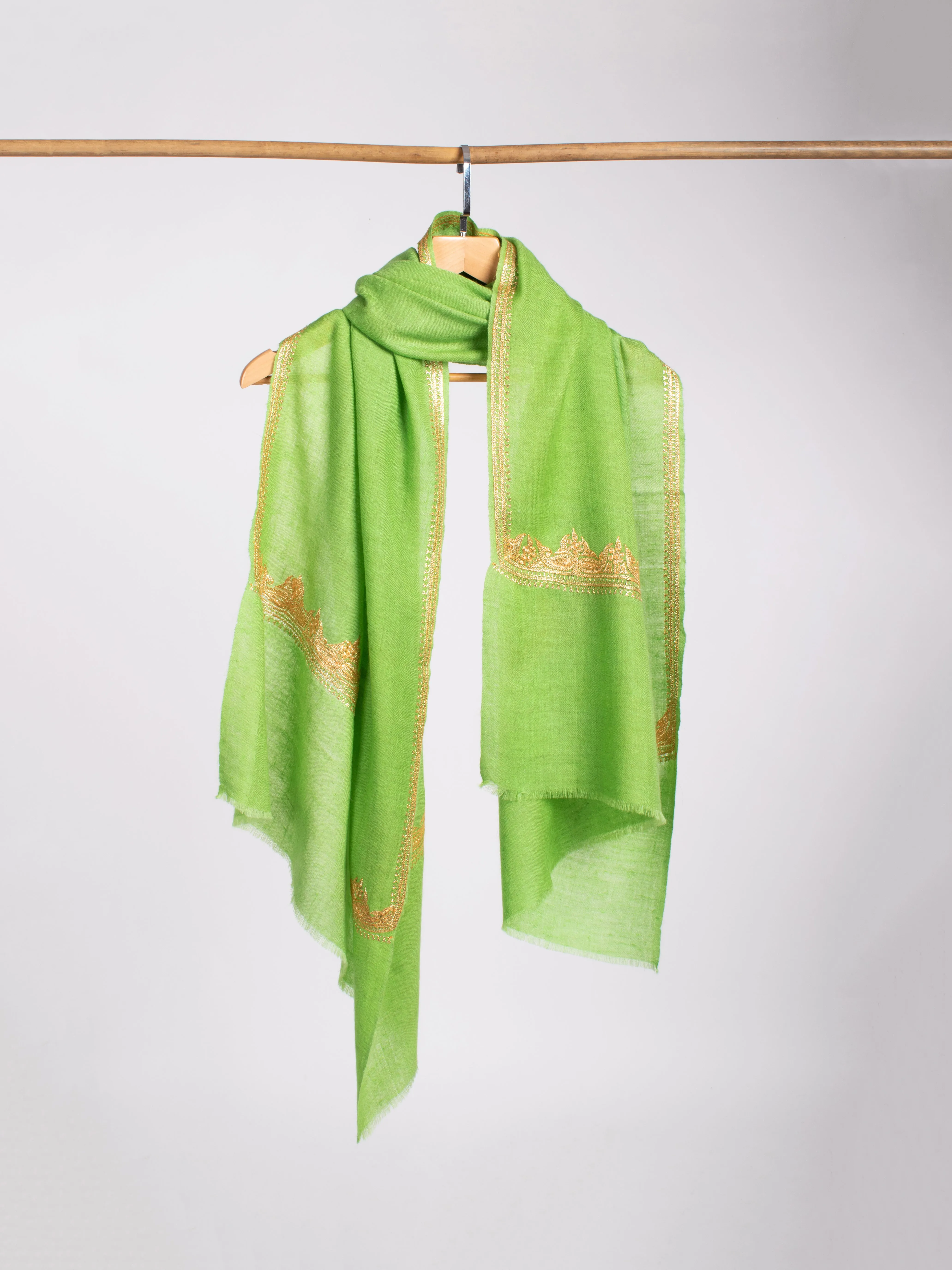 Gold Tilla Embroidered Cashmere Scarf