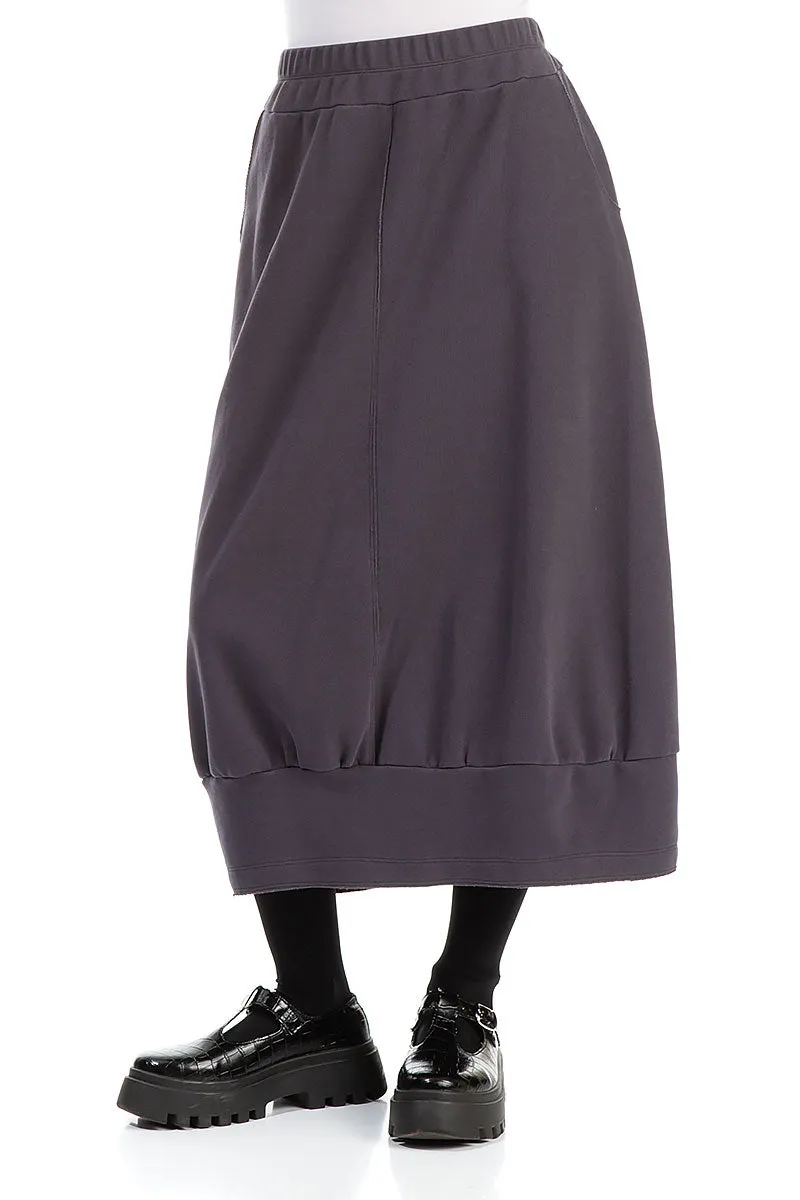 Grey Cotton Midi Skirt