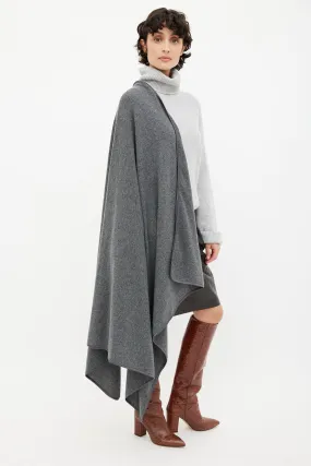 Grey Knit Cashmere Blanket Scarf