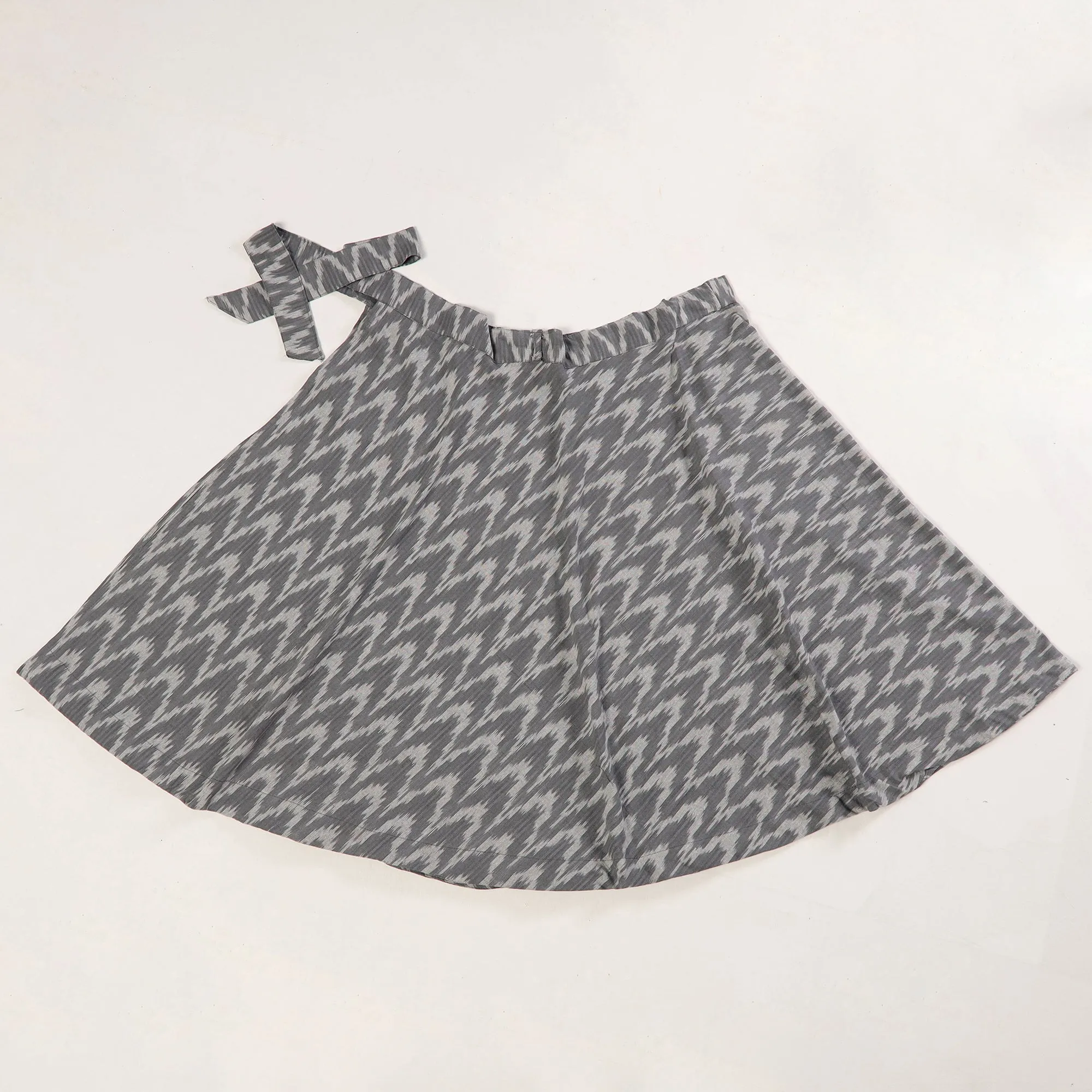 Grey - Pochampally Ikat Cotton Wrap Around Skirt