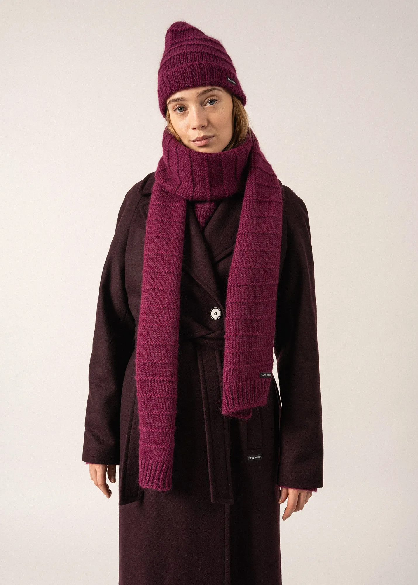 Grisons Mohair Scarf - in structured jersey (PRUNE)