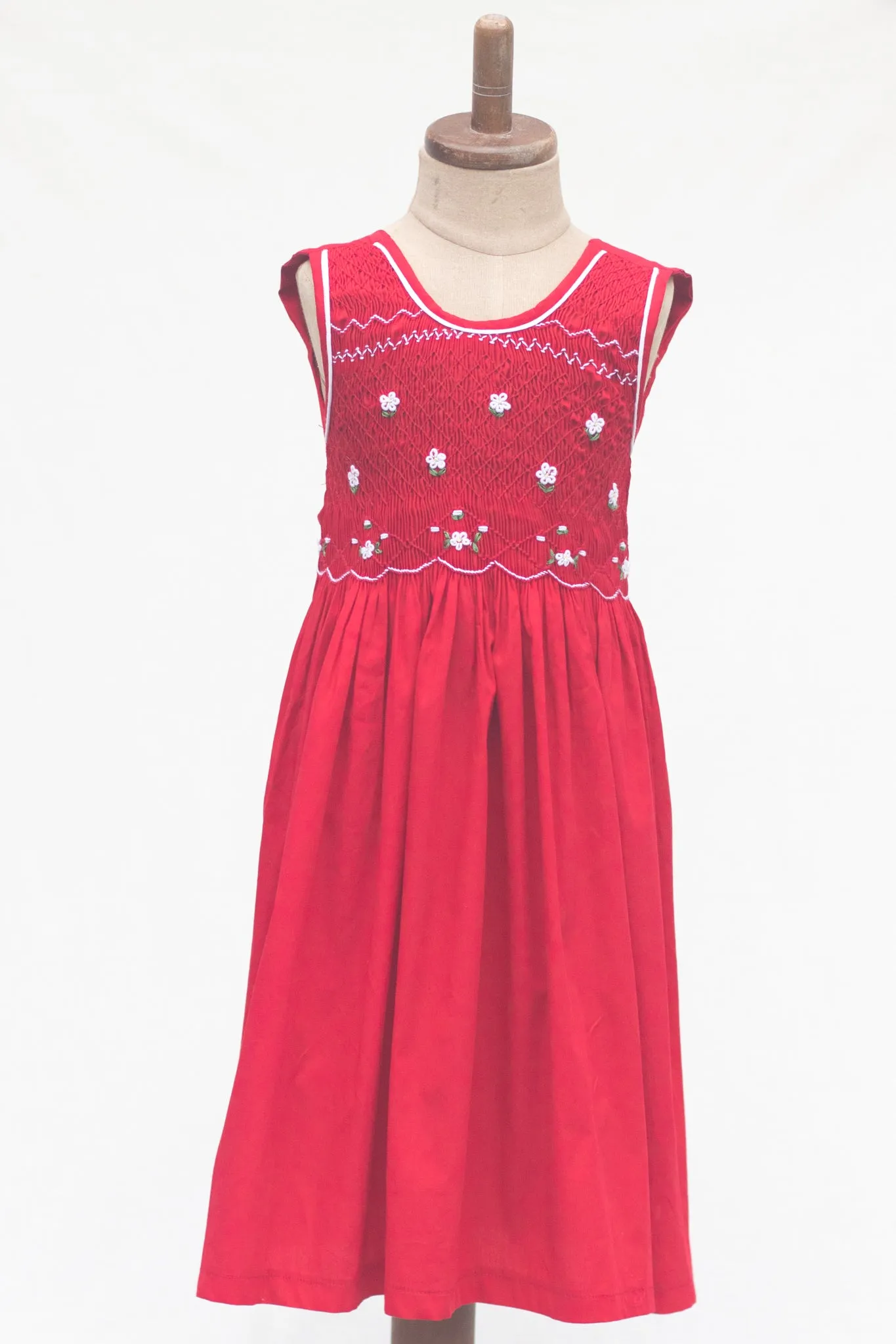 Hand-Smocked Dress, Red