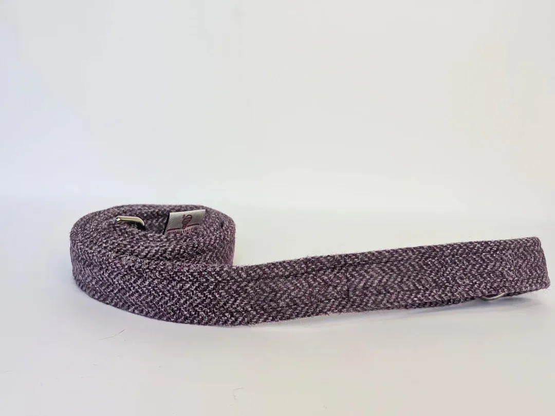 Harris Tweed Magenta & Grey Herringbone Buckle Dog Collar