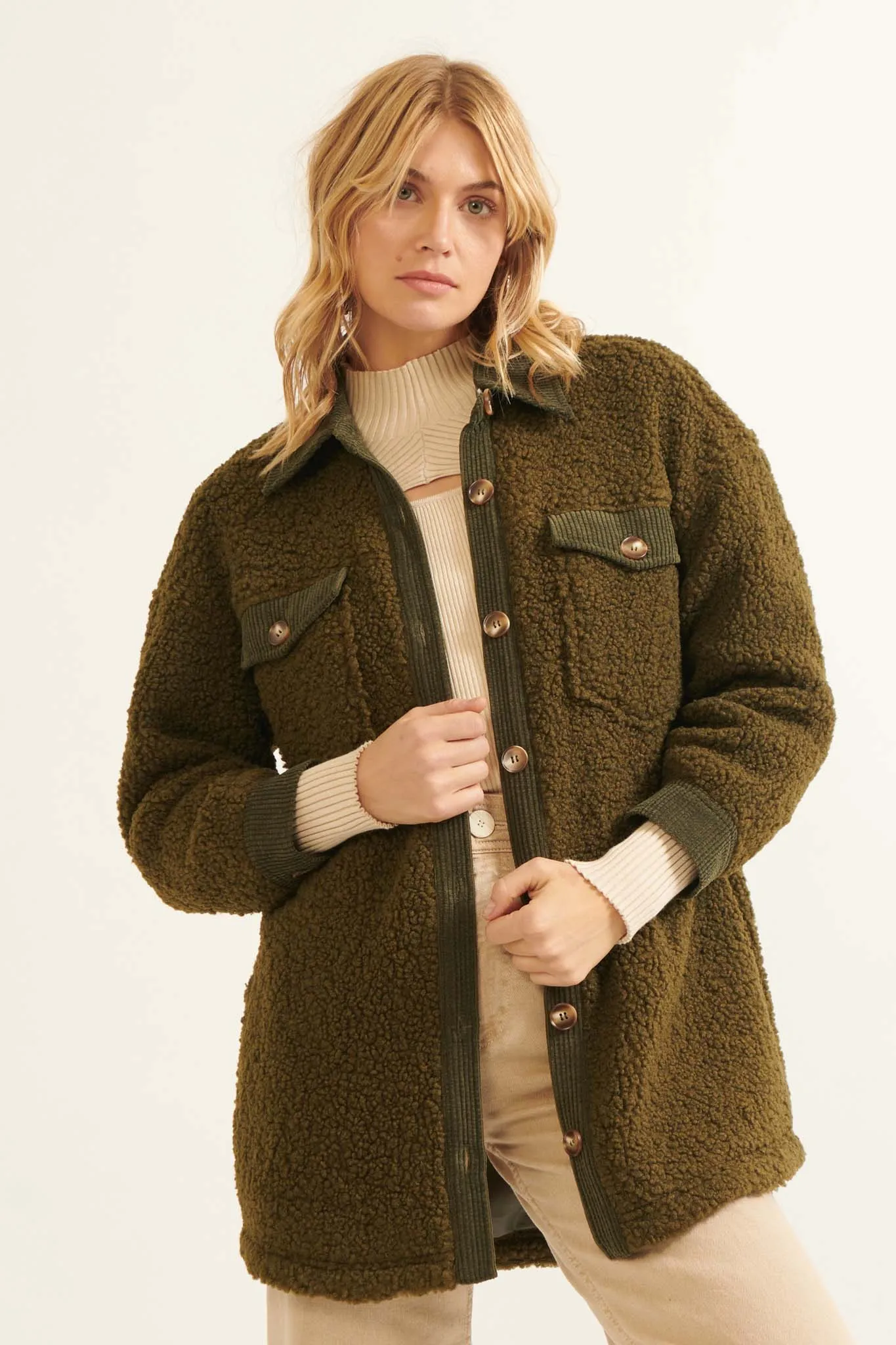 Harvest Home Sherpa and Corduroy Shacket