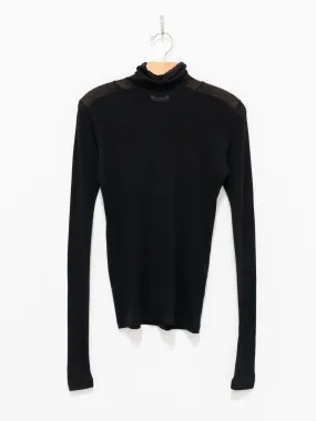 High Gauge Sheer Rib Turtleneck - Black