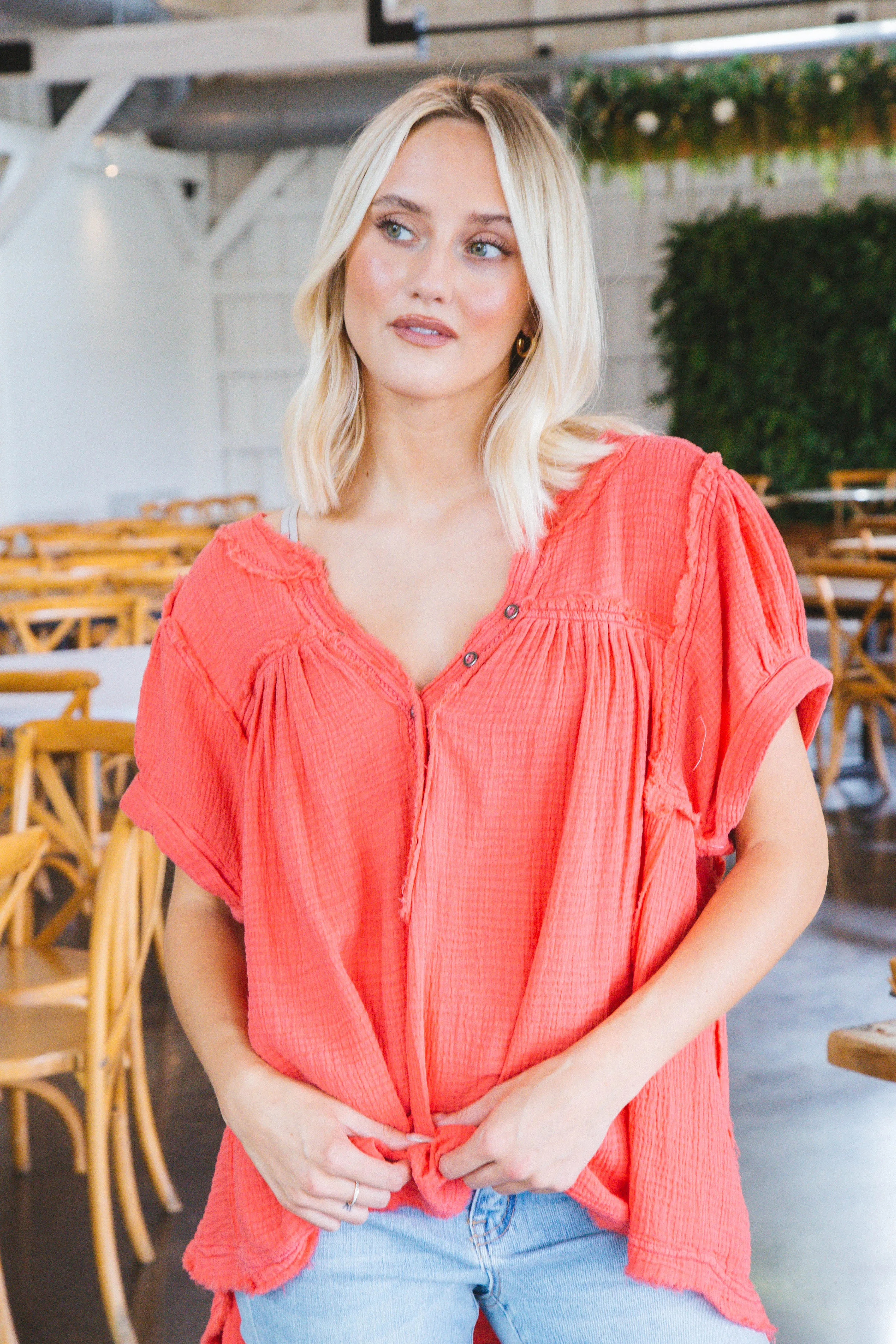 Horizons Double Cloth Top, Coral Paradise | Free People