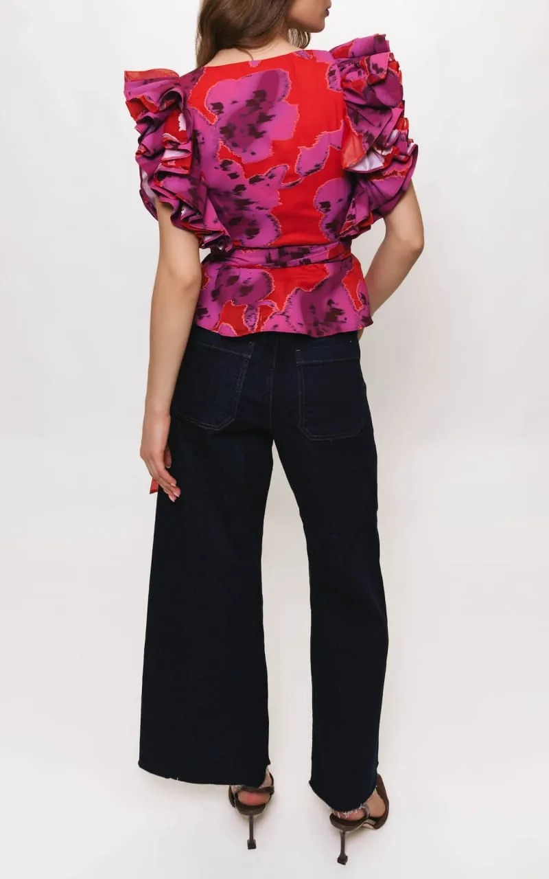 Hutch- Lenza Blouse in Plum Glitch Floral