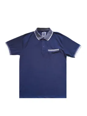 Ice Polo Navy Blue Contrast Collar Mens Polo Shirt