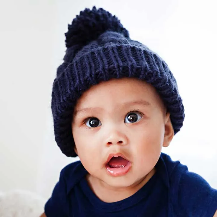 Indigo Cable Knit Beanie Hat