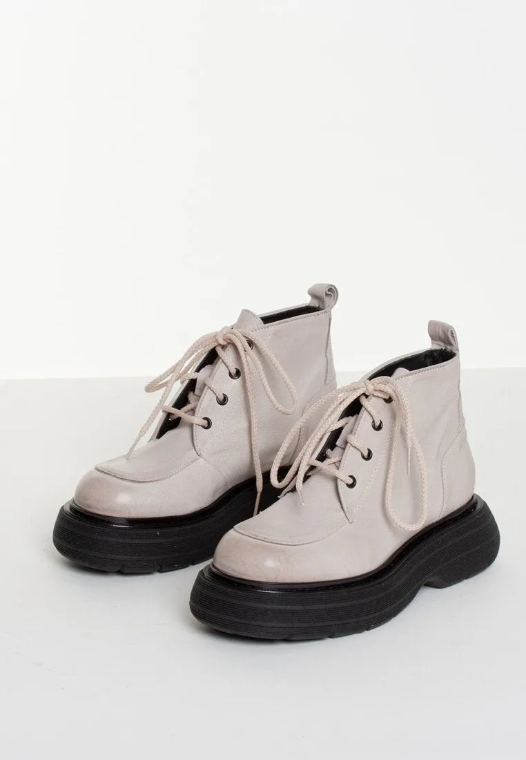 Ines Off White Ankle Boots