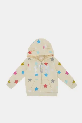 Infant Girls Cream Hooded Sweatshirt