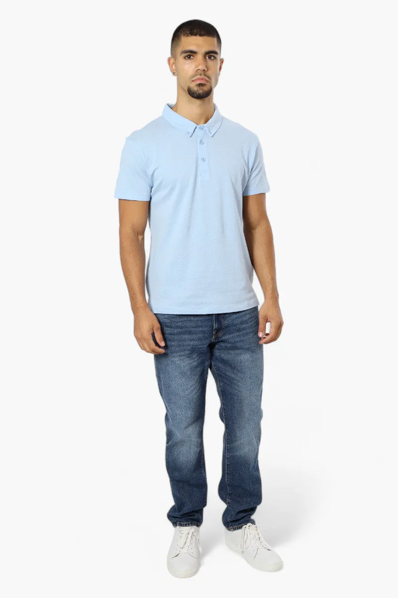 Jay Y. Ko Button Down Solid Polo Shirt - Blue