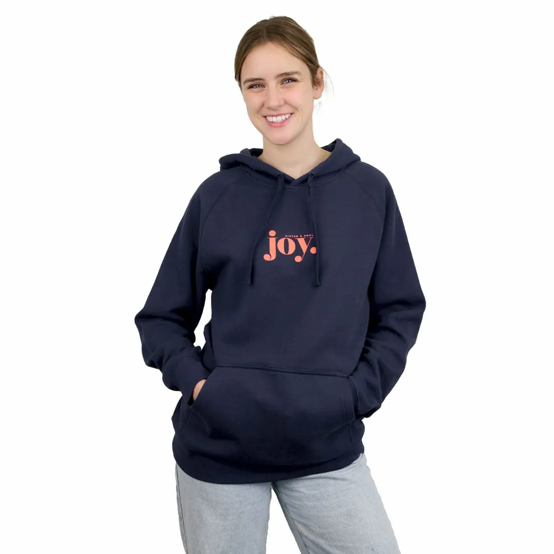 Joy HOODIE - Dark Navy with Sunrise Orange Print