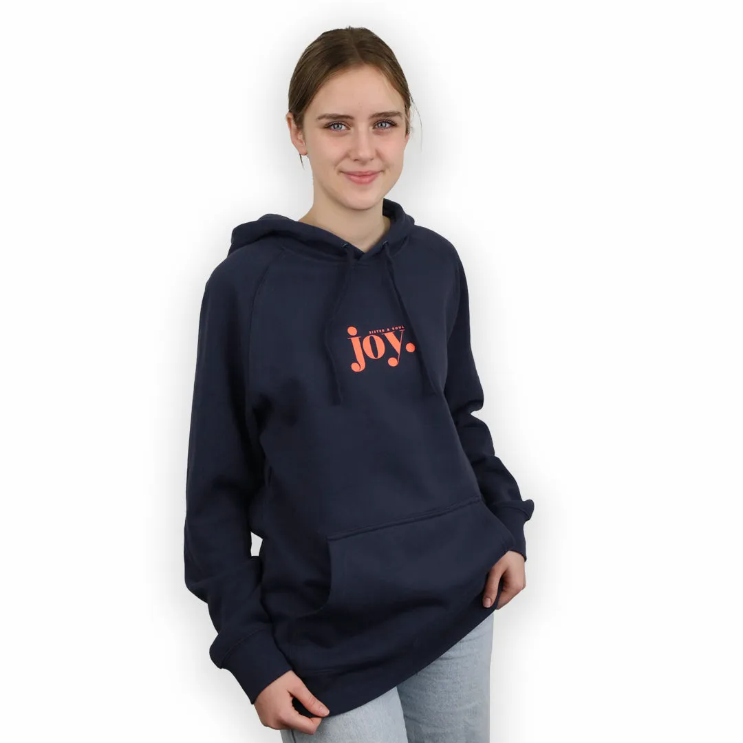 Joy HOODIE - Dark Navy with Sunrise Orange Print