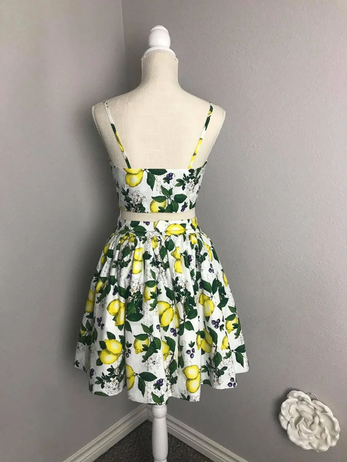 Julie skirt matching top in Lemon Print cotton size S