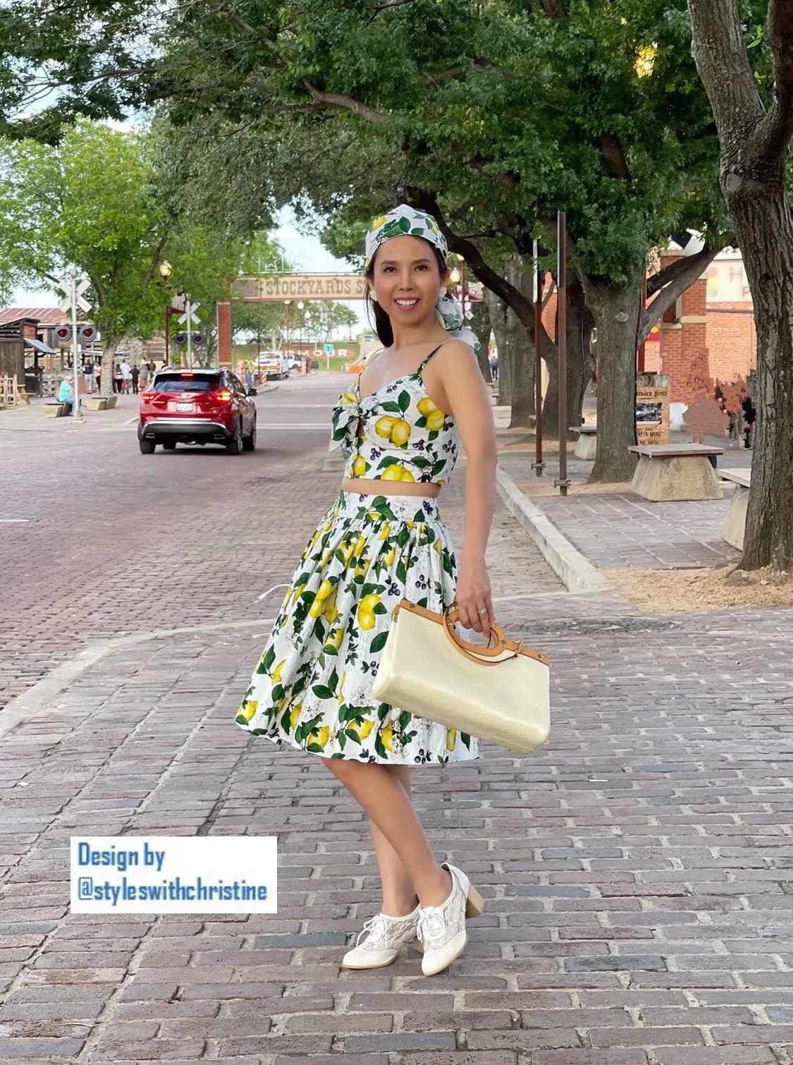 Julie skirt matching top in Lemon Print cotton size S