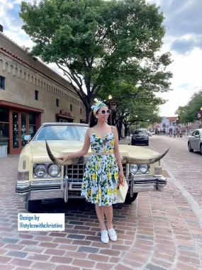 Julie skirt matching top in Lemon Print cotton size S