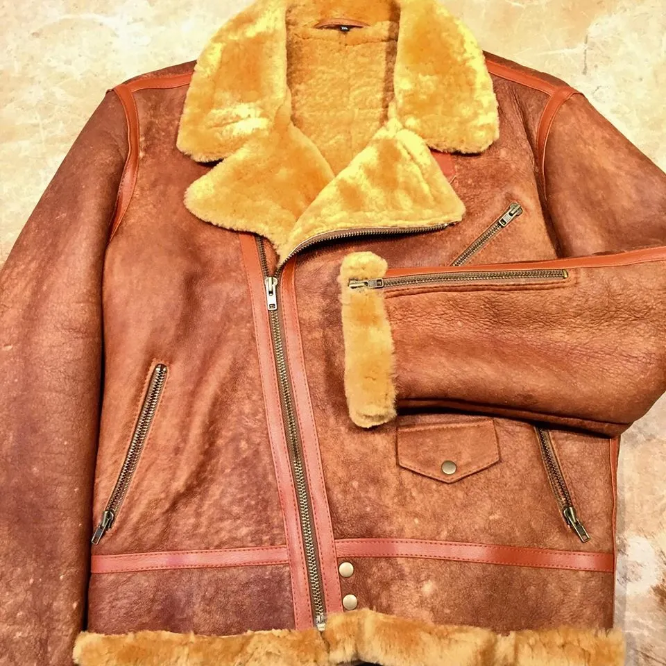 Kashani Shearling Maple Biker Jacket