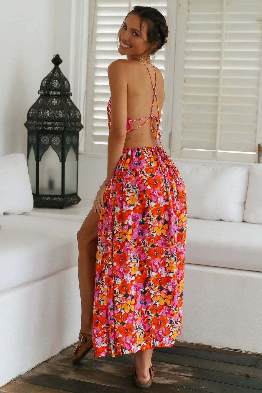 Keira Floral Cutout Halter Maxi Dress - FINAL SALE