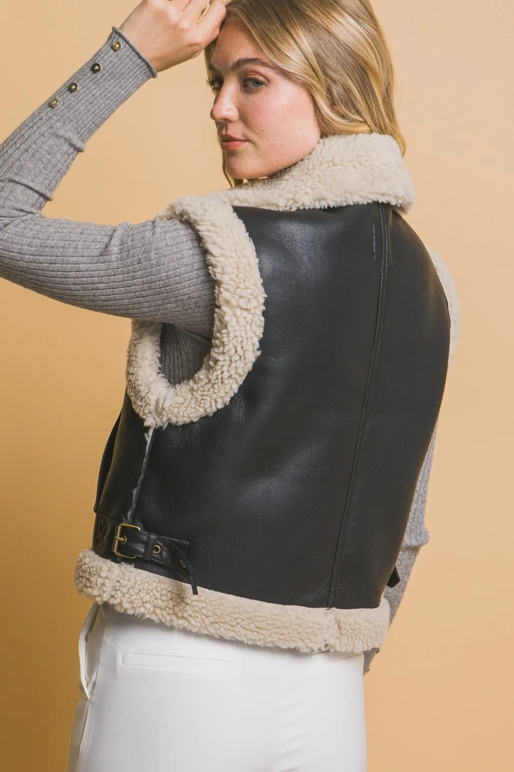 Layla Sherpa Zip Up Vest with Pockets