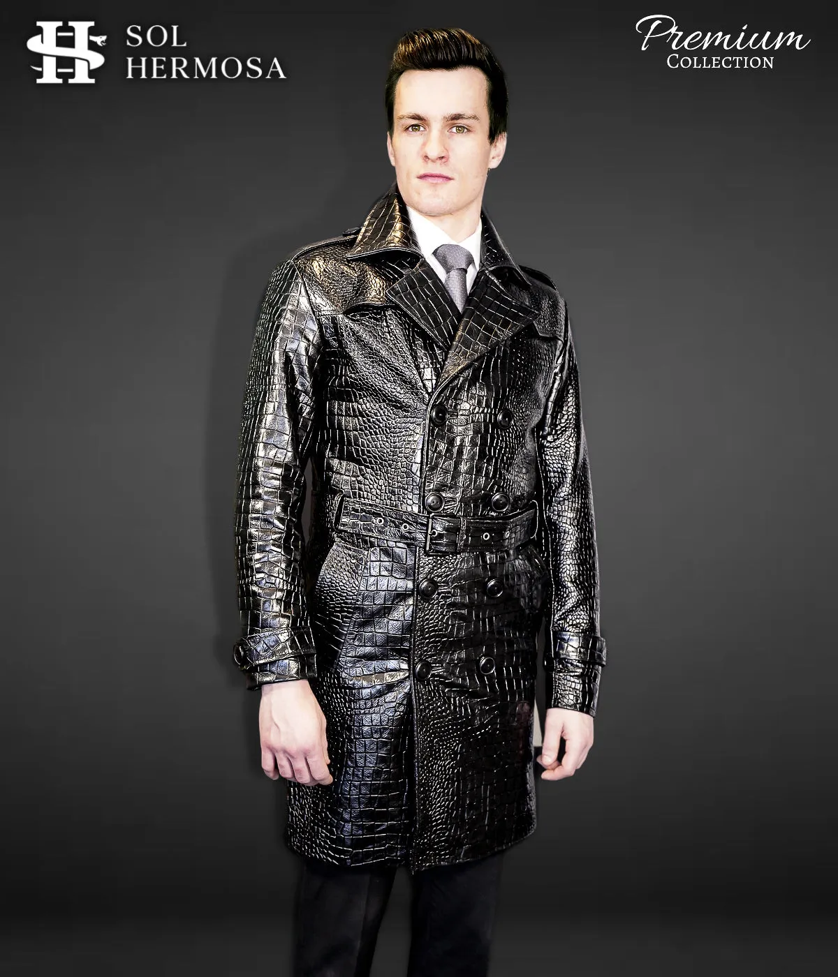 Leather Trench Coat For Men - Zeus