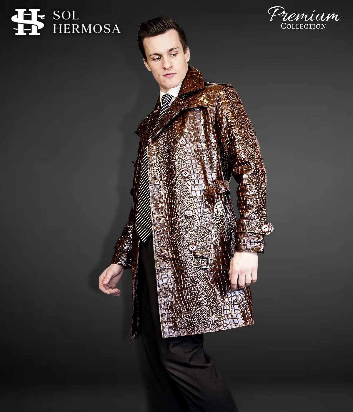 Leather Trench Coat For Men - Zeus