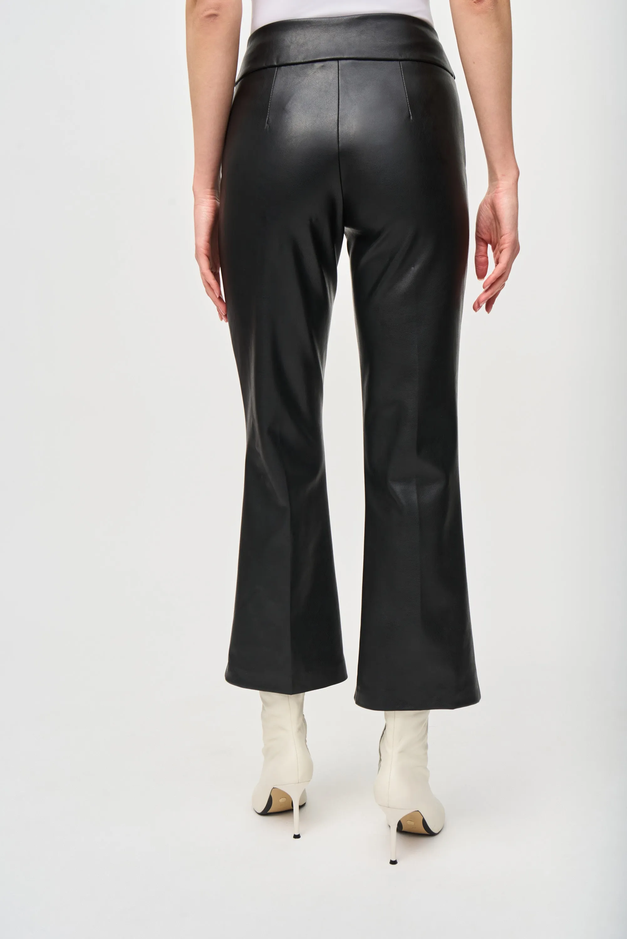 Leatherette Flared Pull-On Pants