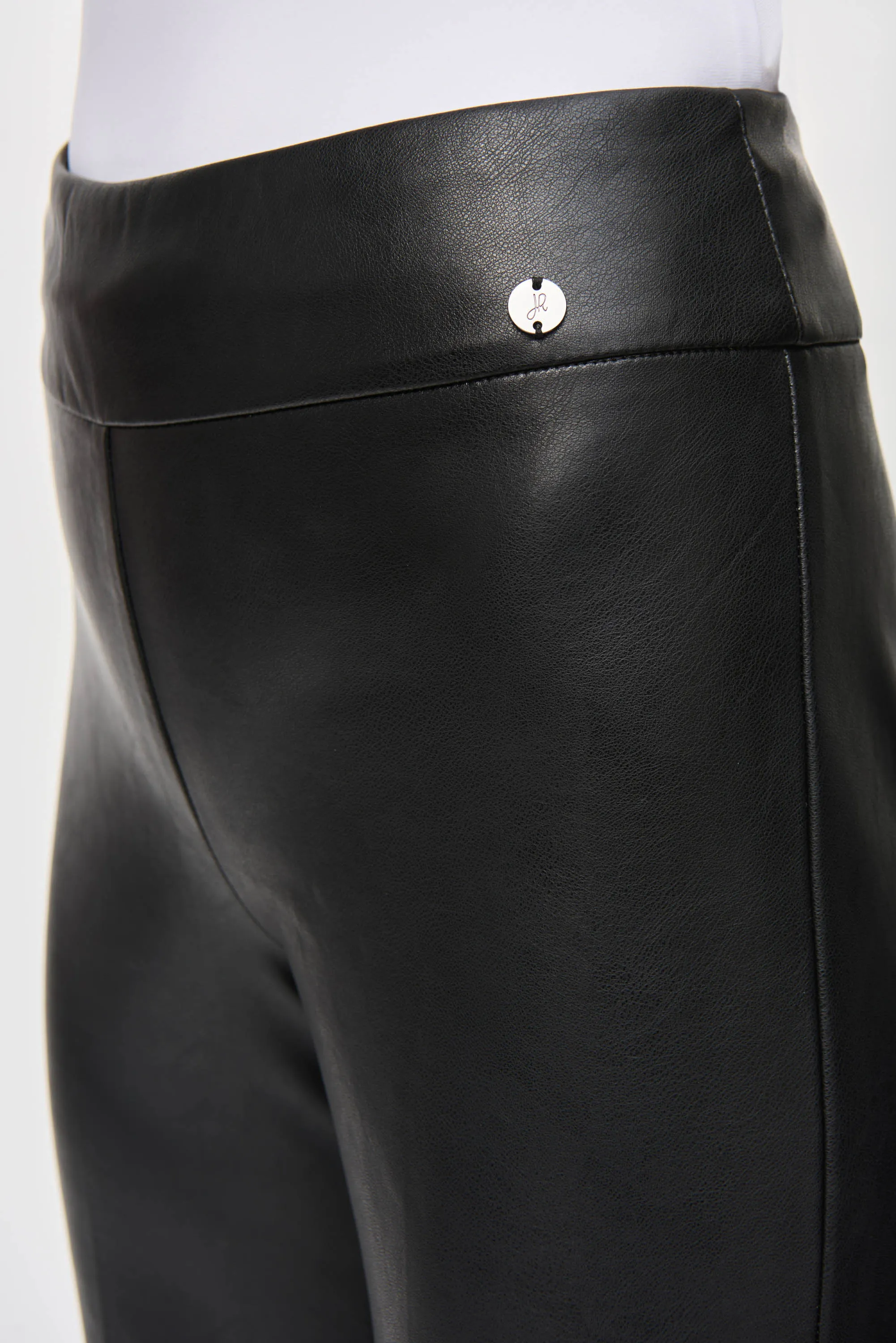 Leatherette Flared Pull-On Pants