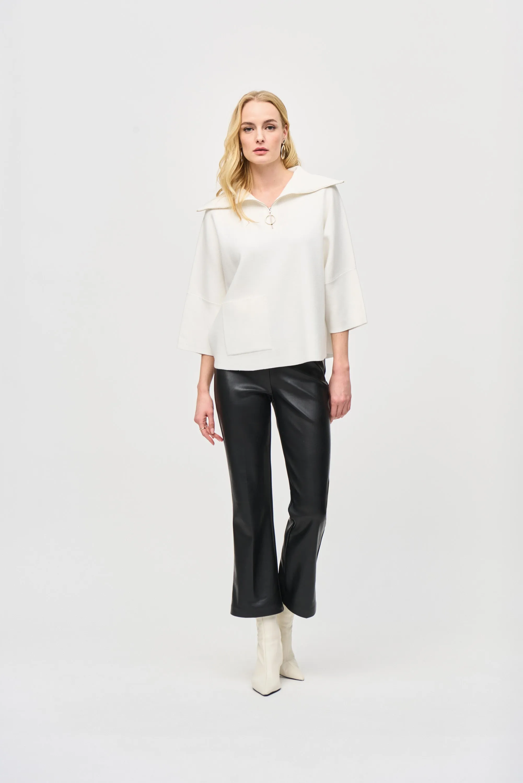 Leatherette Flared Pull-On Pants