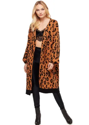 Leopard Print Open Front Cardigan