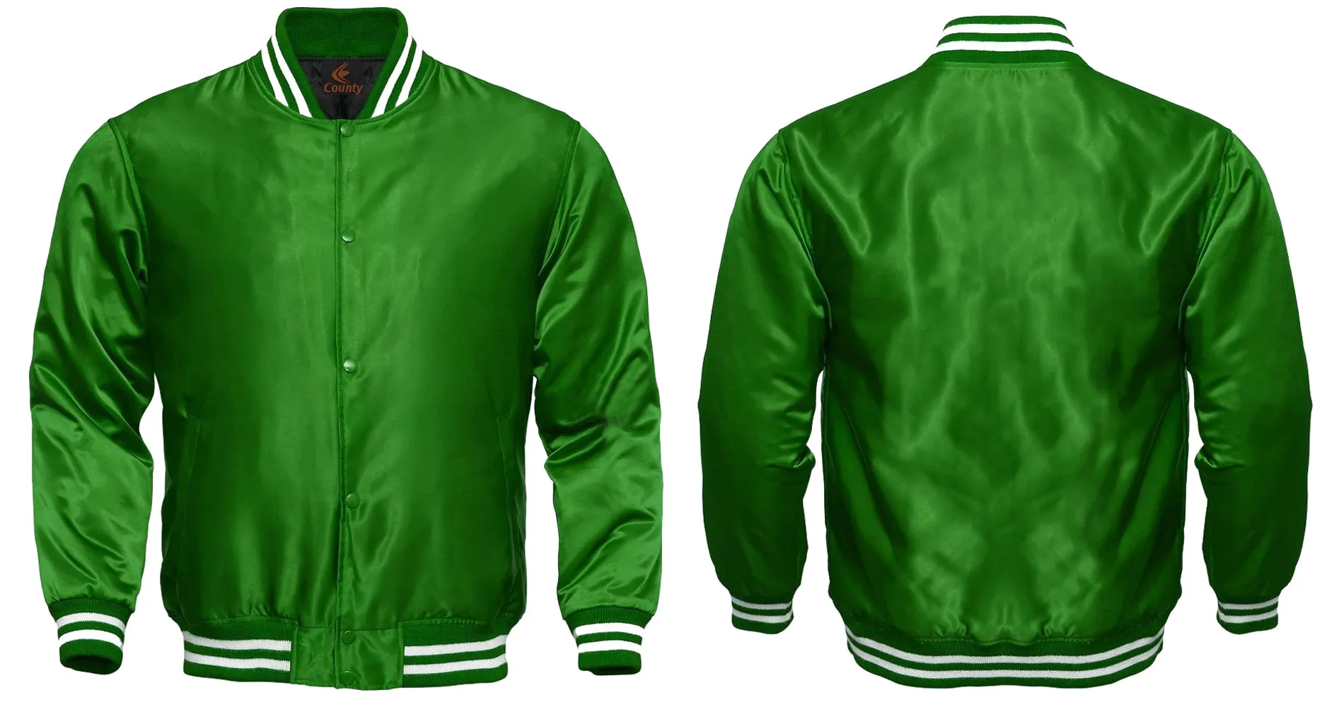 Letterman Jacket Green Satin Jacket Ladies Varsity Jacket