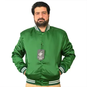 Letterman Jacket Green Satin Jacket Ladies Varsity Jacket