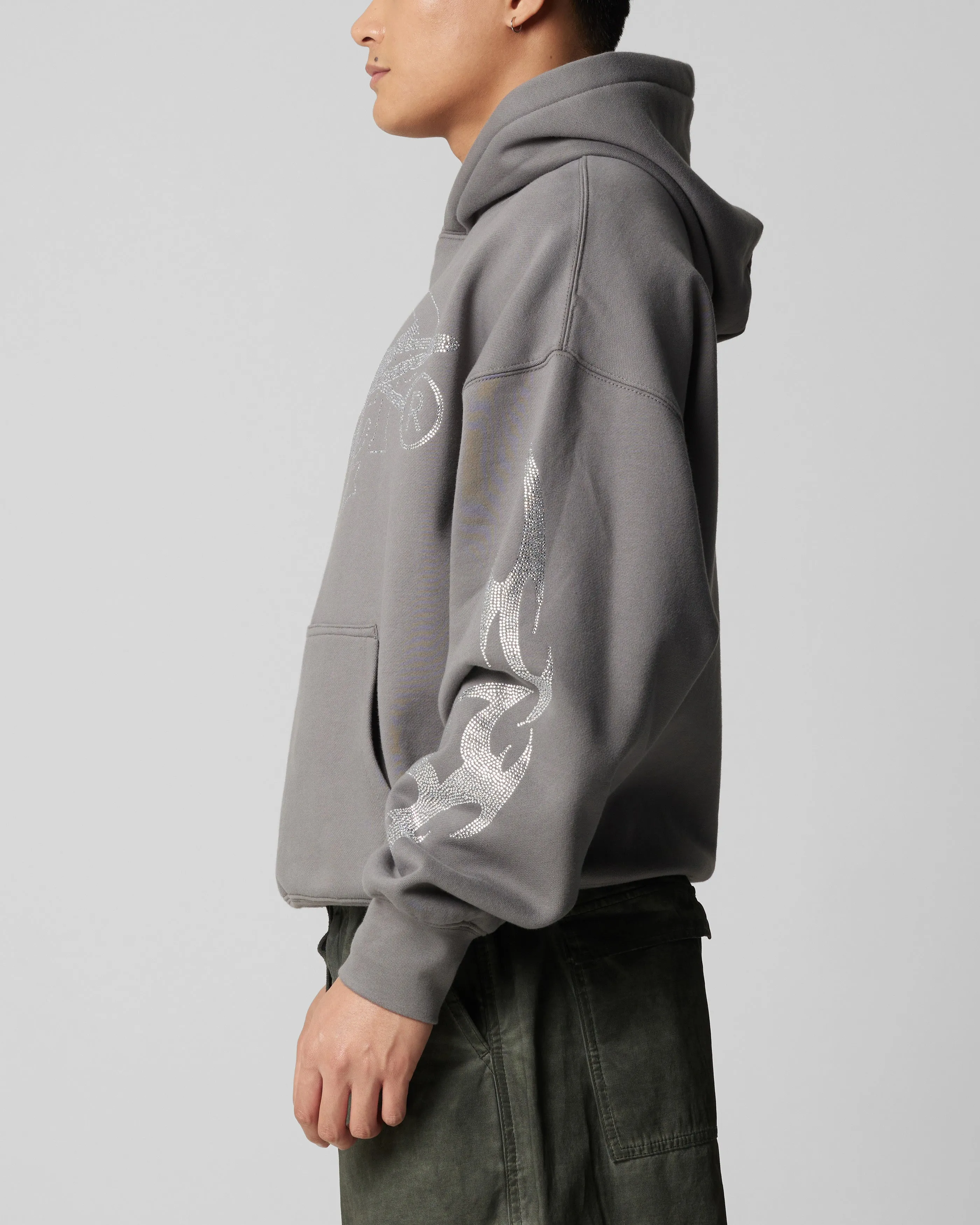 Loiter Atlantic Rhinestone Hoodie Charcoal