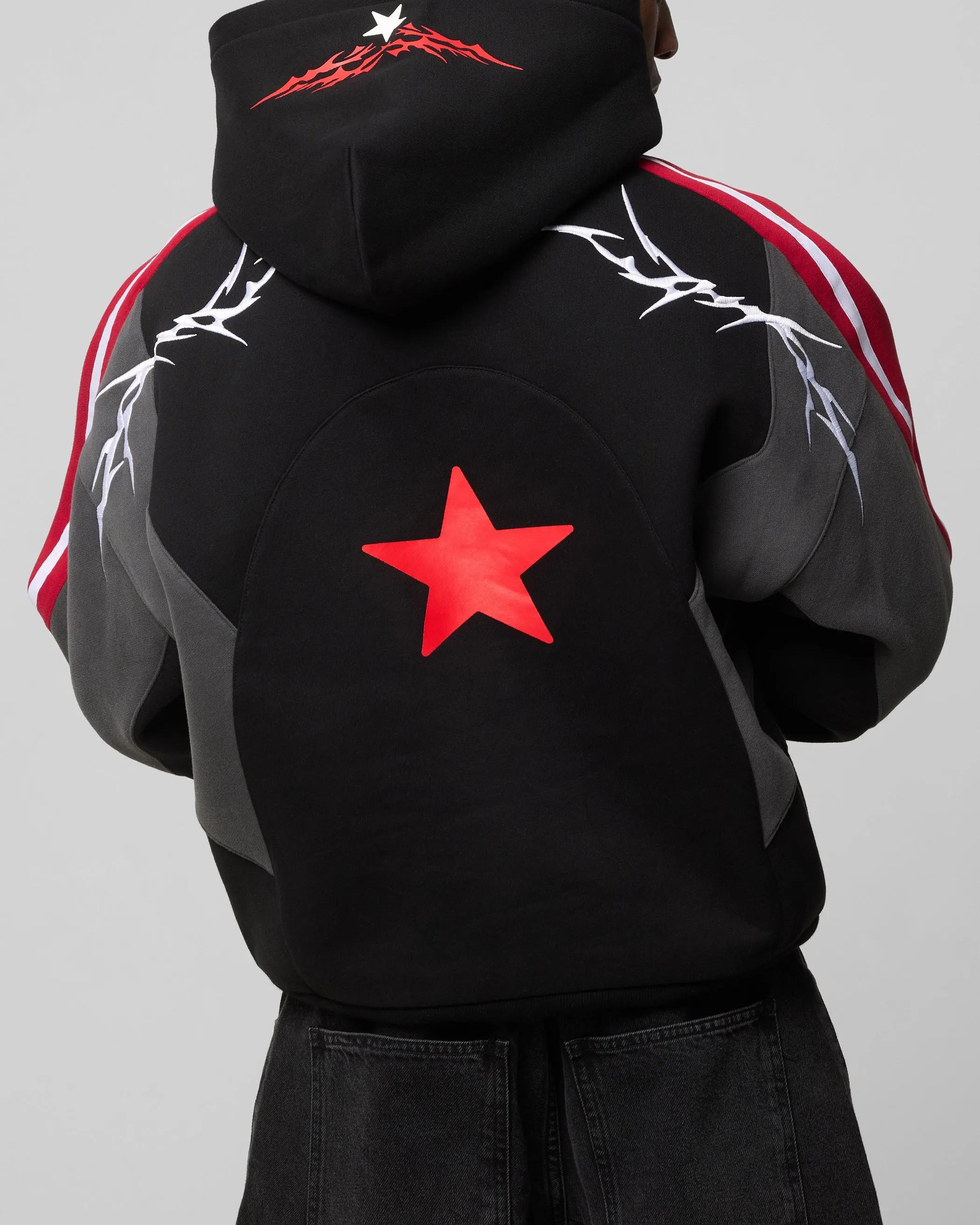 Loiter Hunter Patchwork Hoodie Black/Red