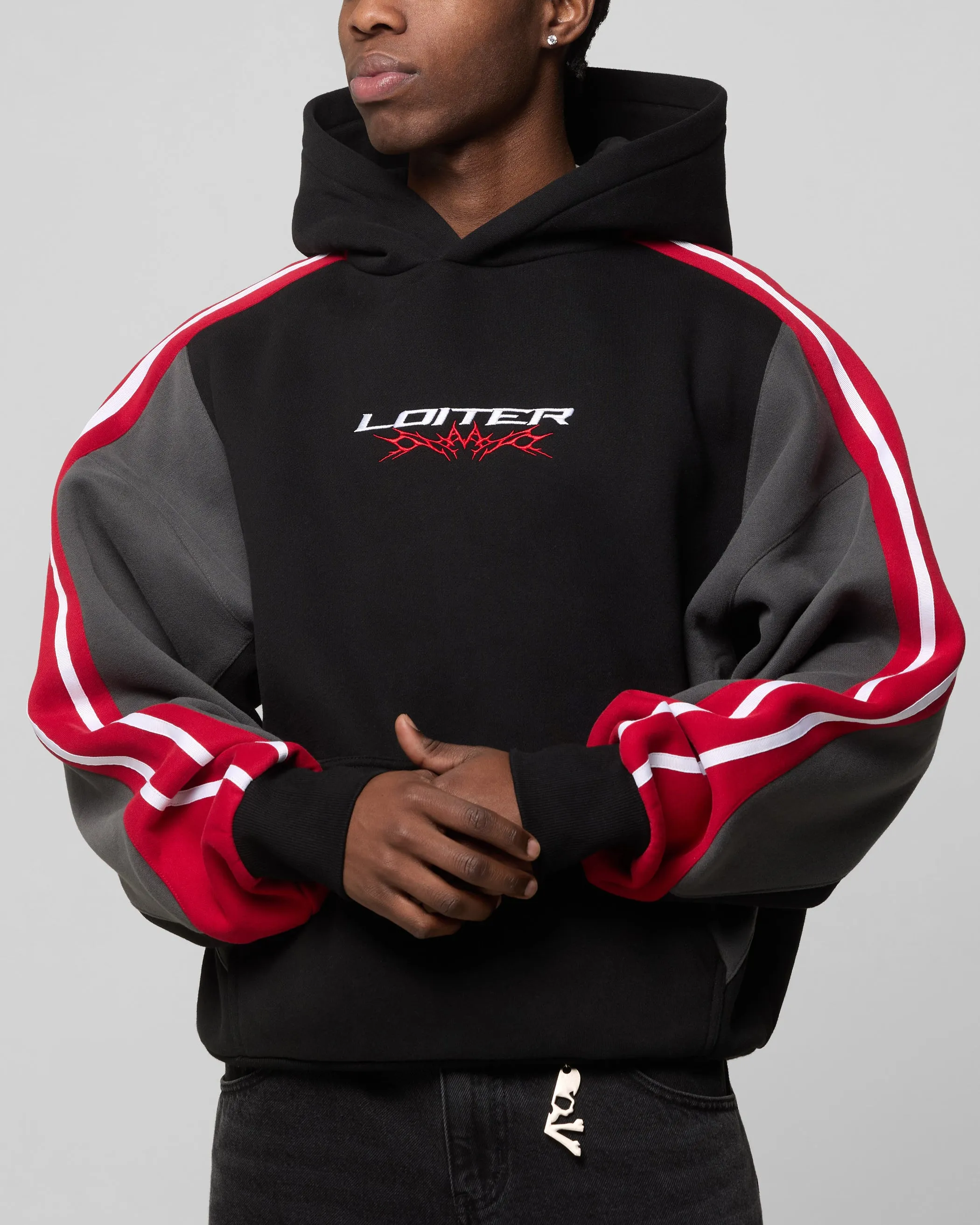 Loiter Hunter Patchwork Hoodie Black/Red