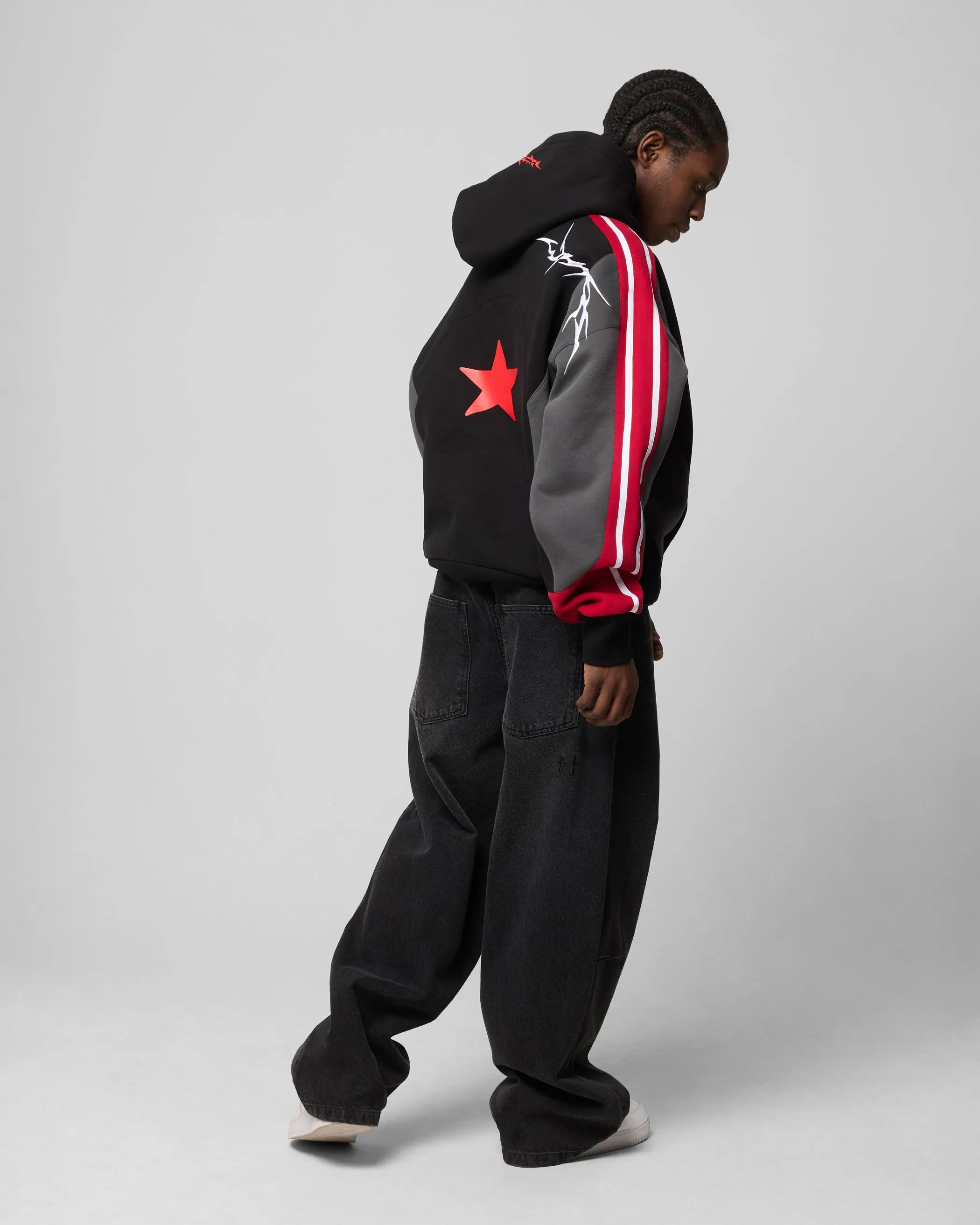 Loiter Hunter Patchwork Hoodie Black/Red